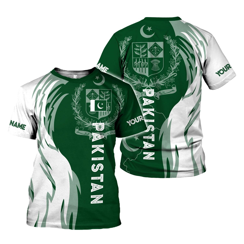 Summer Clothing Pakistan - パキスタン国旗 3D プリントメンズ Tシャツ男性服夏ユニセックス半袖トップスファッション Tシャツストリート原宿 Tシャツ