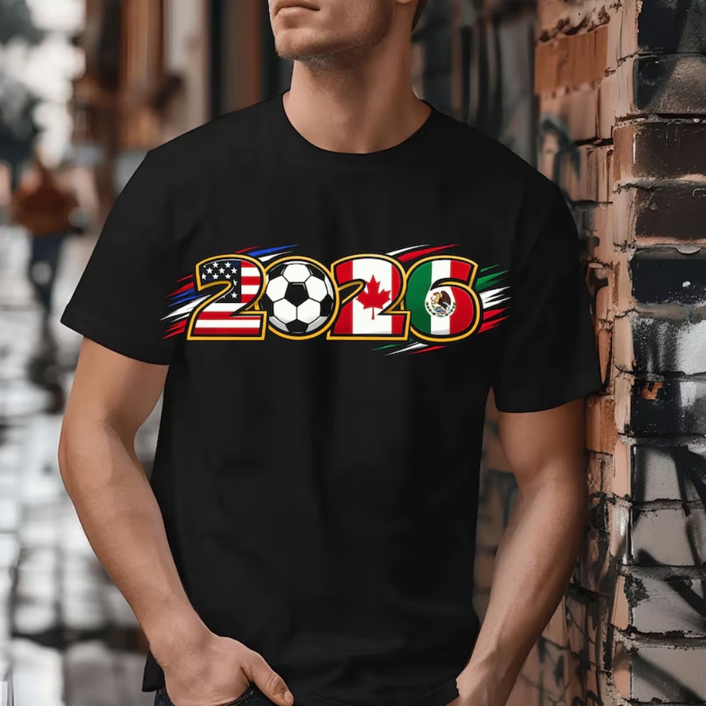 Summer Clothing Women Canada - 2026 米国カナダメキシコサッカーグラフィック男性女性綿 Tシャツ北米サッカーファンへの完璧なギフト夏の男性服