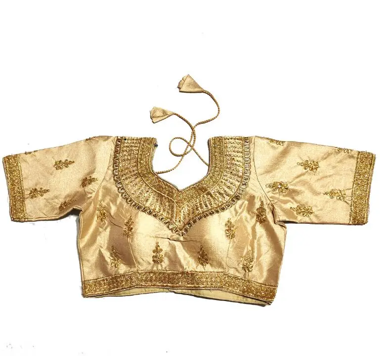 Summer Clothing Pakistan - 伝統的なインドのサリートップ女性シャツ夏金糸刺繍パキスタン夏ラインストーン