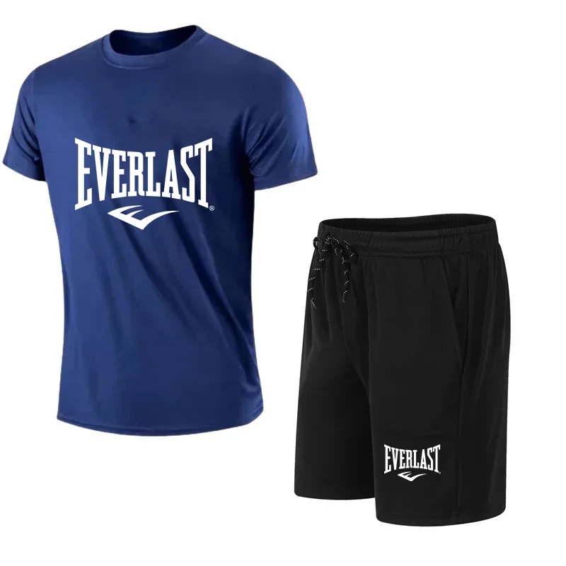 Summer Clothing Brands - 2026 メンズ夏用 Tシャツ+ショートパンツ 2点セット、カジュアルで通気性のある半袖スポーツジョギングジムブランドプリント服