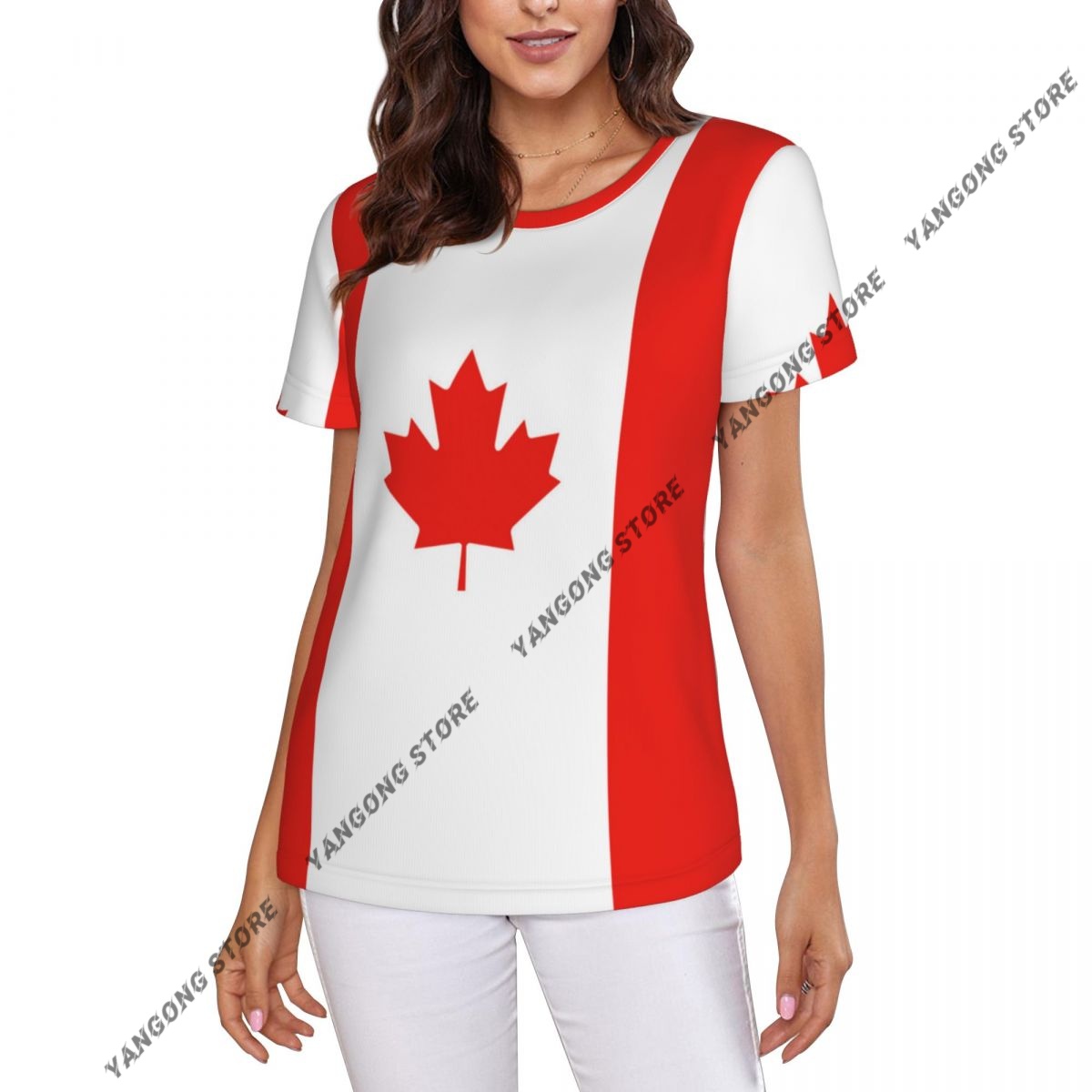 Summer Clothing Women Canada - 女性の Tシャツカナダカナダ国旗 Tシャツ女性カジュアル O ネック半袖トップス Tシャツ服