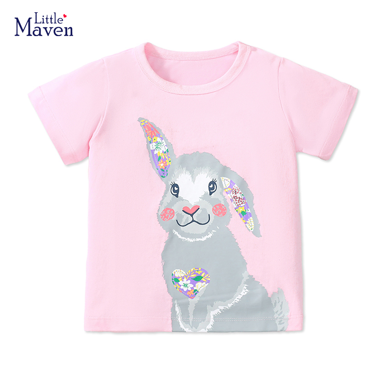 Summer Clothing Baby Girl - リトルメイブン夏幼児子供服誕生日プレゼント Tシャツ漫画ウサギ女の赤ちゃん子供服綿