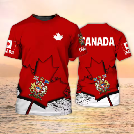 Summer Clothing Women Canada - カナダTシャツ カナダ国旗エンブレム メープルリーフ 3DプリントTシャツ メンズ レディース