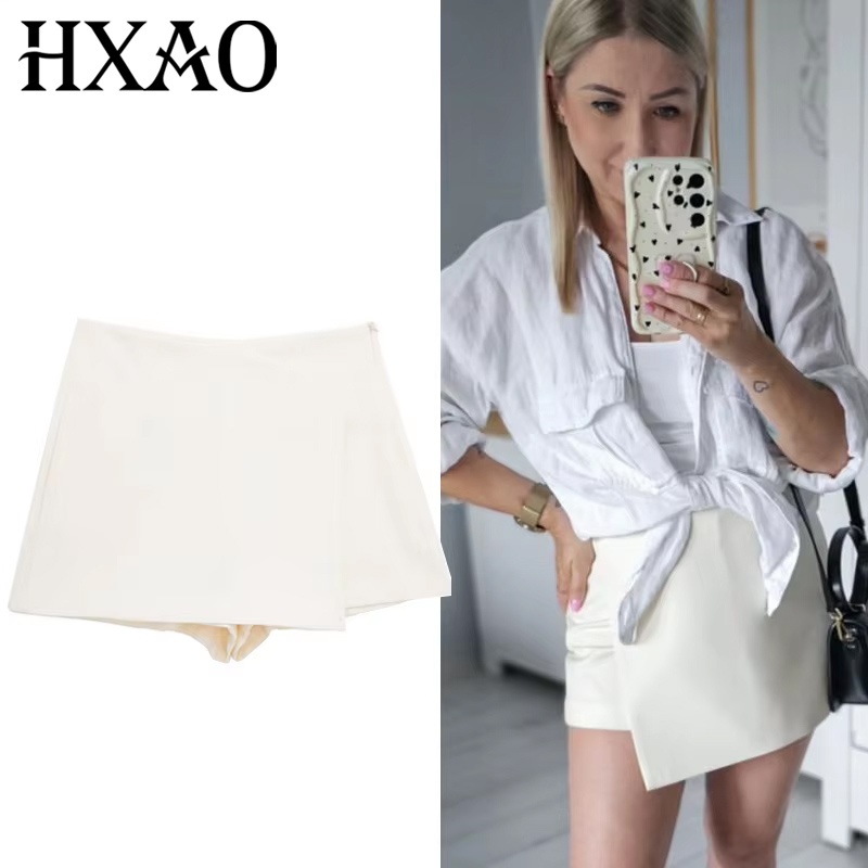 Summer Zara - HXAO ブラック ホワイト スカート ショーツ ハイウエスト
