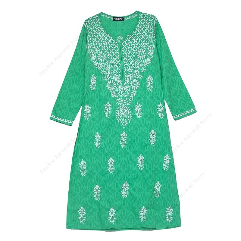 Summer Clothing Pakistan - 女性の刺繍クルティ インド/パキスタン チュニック トップ 春夏 薄い