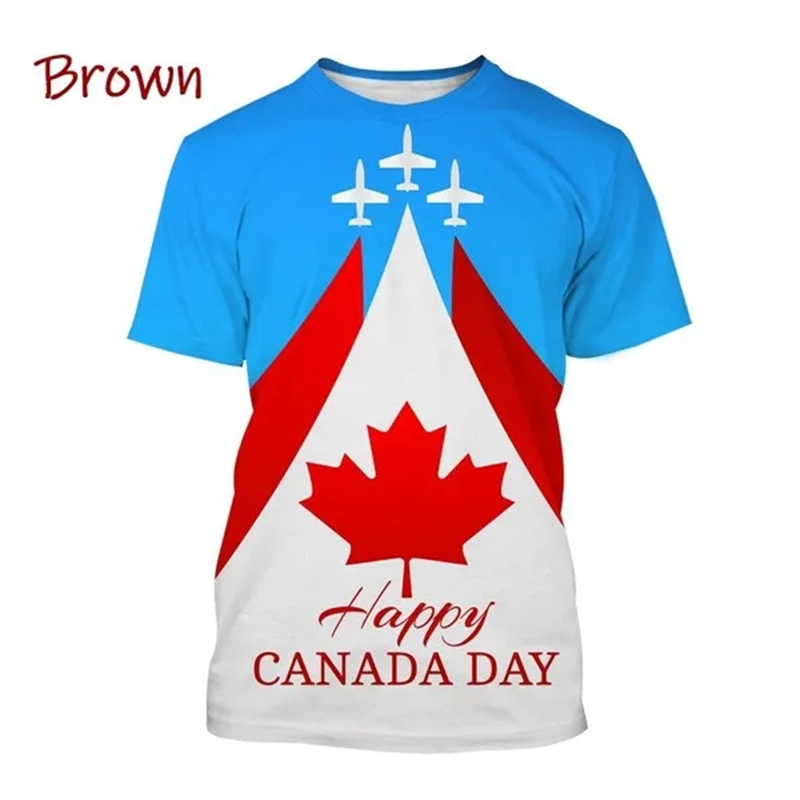Summer Clothing Women Canada - 私は男性と女性のためのカナダ国旗のグラフィックTシャツ,ユニセックスの服,カナダのエンブレム,3D,幸せな日,印刷が大好きです
