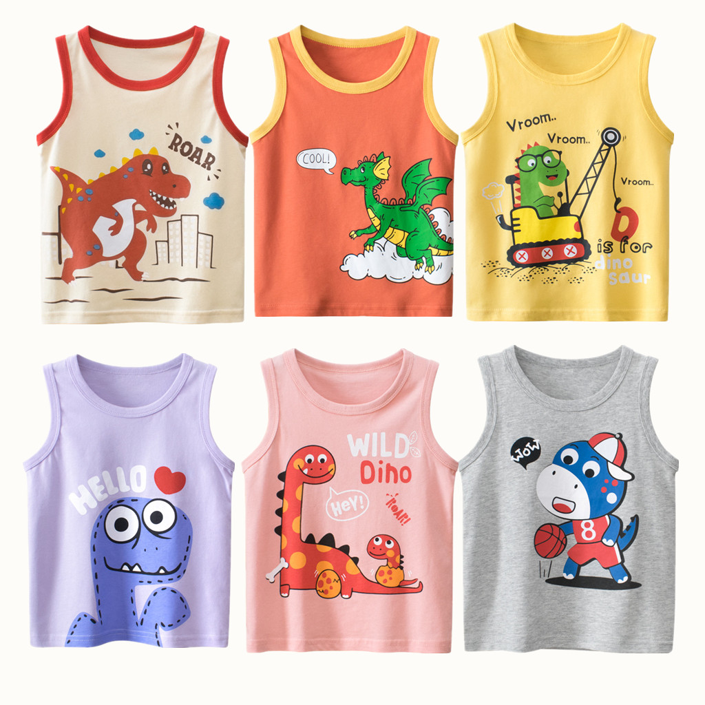 Summer Clothing Baby Girl - 子供用Tシャツ,男の子と女の子用のカジュアルスポーツウェア,綿2023,恐竜の漫画,ベビーファッション100%