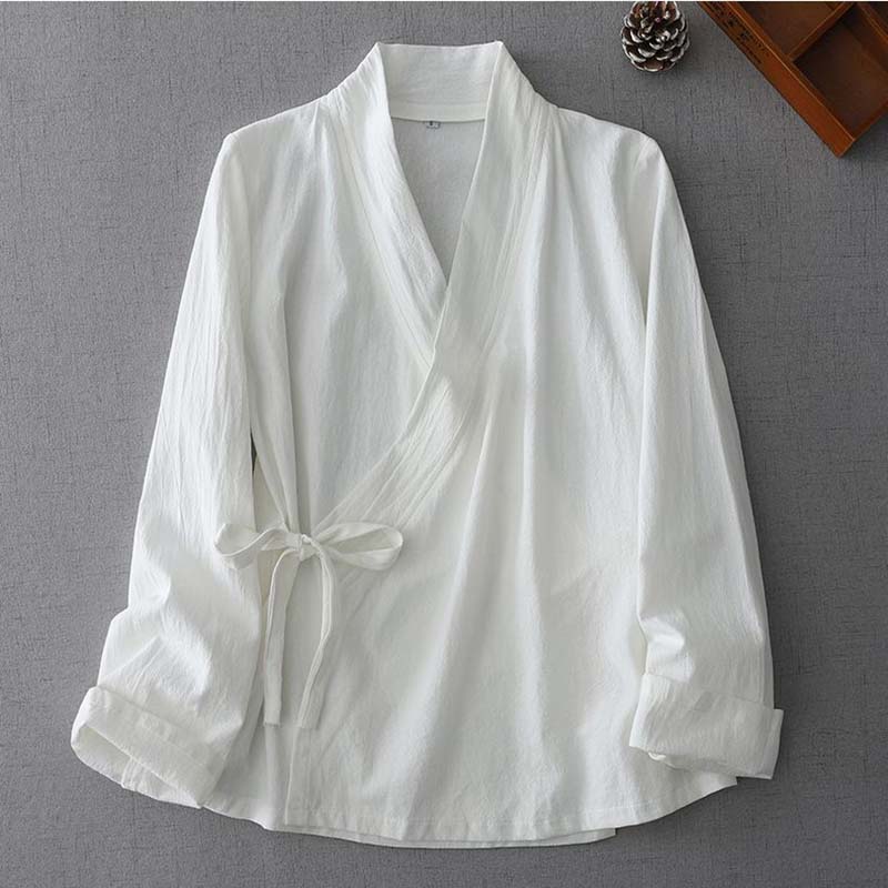中国風の女性のラップタイフロント着物シャツブラウス春夏ボヘミ - Summer Clothing Wraps のレビューと価格