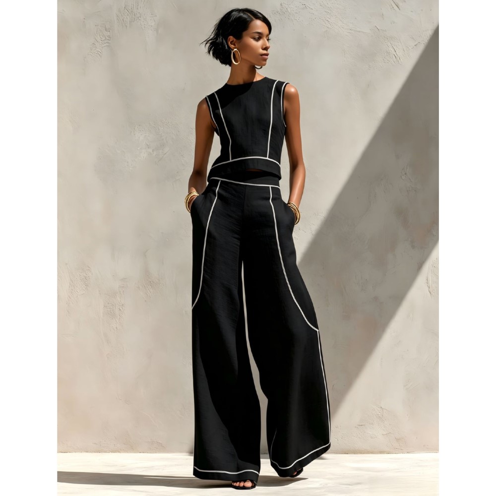 ファッションストライプカラーマッチングレディースベストパンツ - Summer Zara のレビューと価格