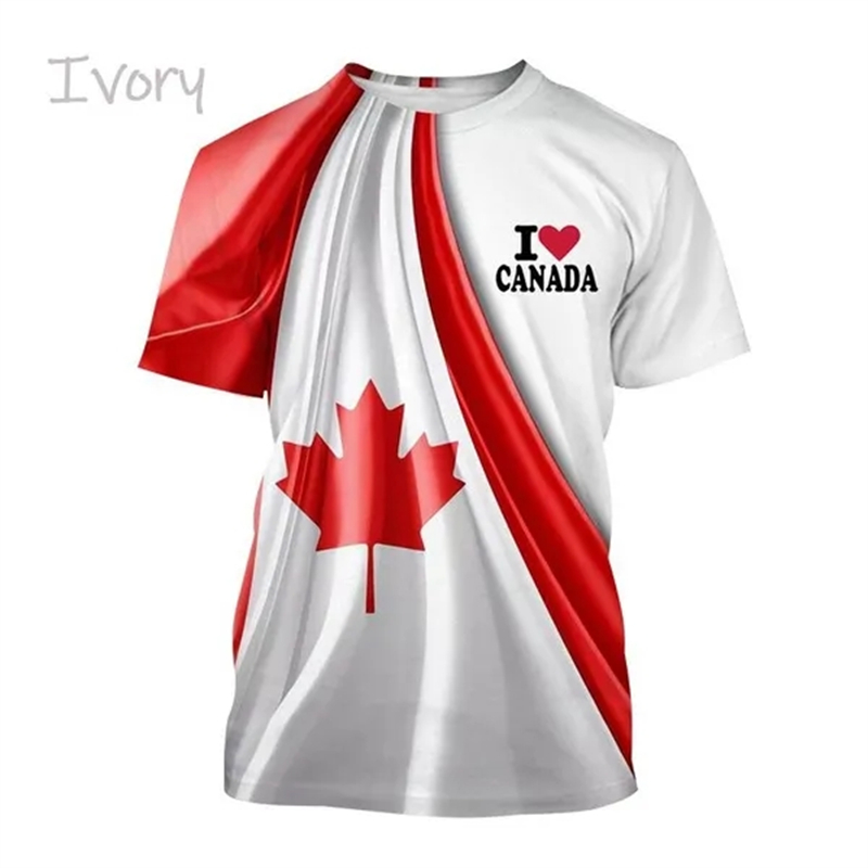 私は男性と女性のためのカナダ国旗のグラフィックTシャツ,ユニ - Summer Clothing Women Canada のレビューと価格