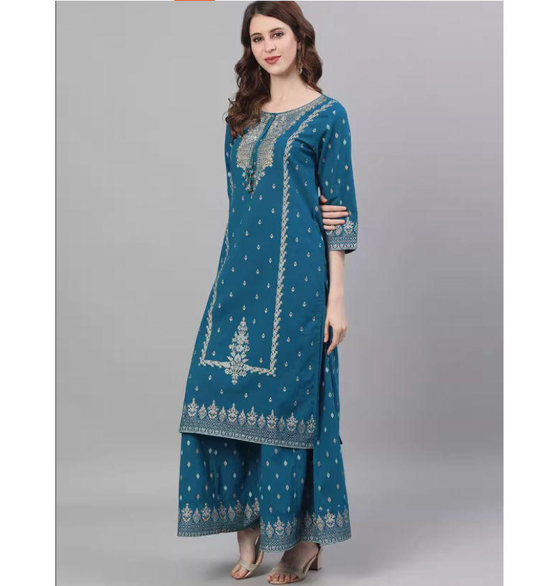 春夏 インド民族風 100% コットン プリント ネイビーブ - Summer Clothing Pakistan のレビューと価格