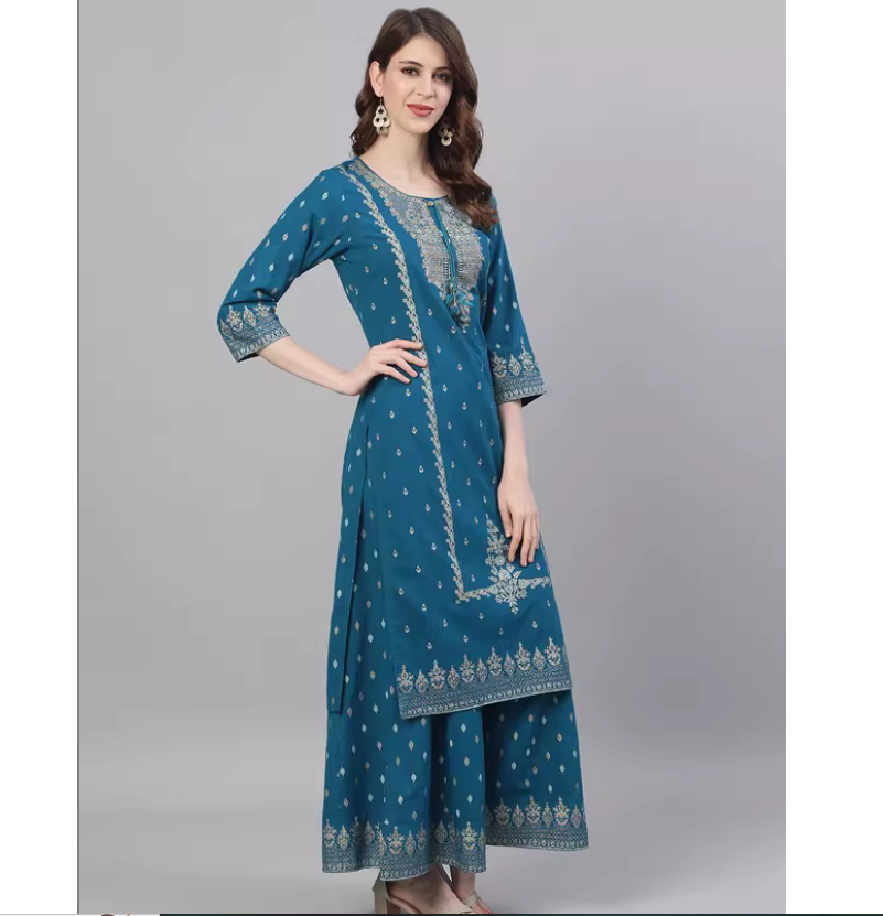 春夏 インド民族風 100% コットン プリント ネイビーブ - Summer Clothing Pakistan のレビューと価格